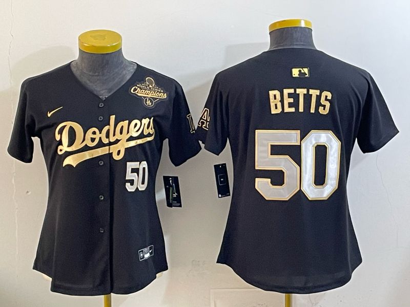 Youth Nike 2026 Los Angeles Dodgers #50 Betts Black Gold Game MLB Jersey 066